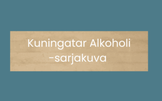 Turkoosilla pohjalla lukee Kuningatar Alkoholi -sarjakuva.