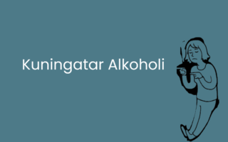 Turkoosilla pohjalla lukee Kuningatar Alkoholi.